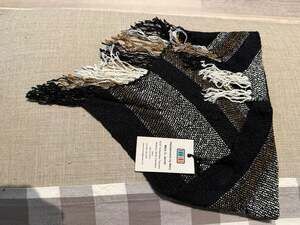 Handwoven Rayon Boucle Triangular Fringe Shawl
